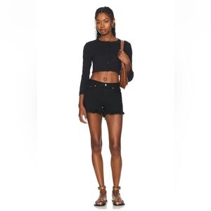 pistola Black Frayed Hem Denim Shorts